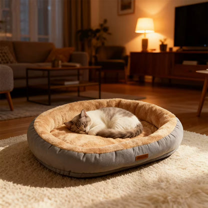 Winter Warm Small Dog and Cat Bed - Washable Calming Cushion for Pets