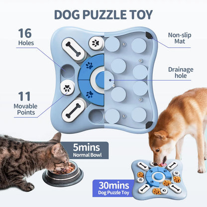 Interactive Slow Feeder Dog Toy - IQ-Boosting Food Dispenser and Nonslip Puzzle Bowl for Dogs and Cats