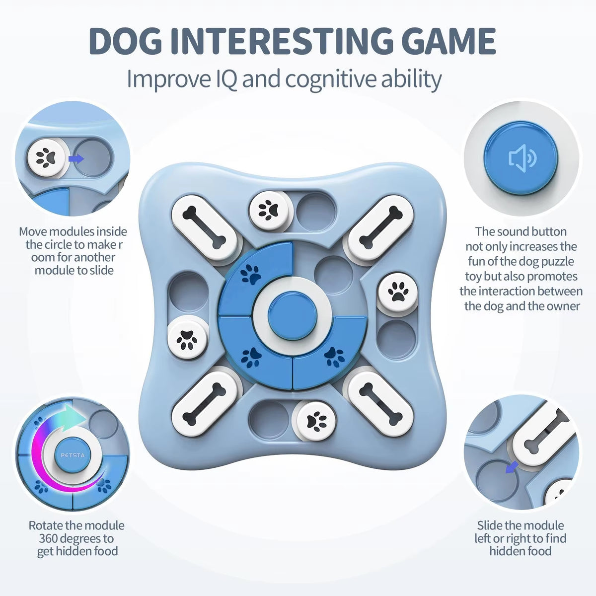 Interactive Slow Feeder Dog Toy - IQ-Boosting Food Dispenser and Nonslip Puzzle Bowl for Dogs and Cats