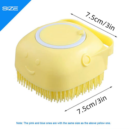 Professional Dog Bathing and Massage Brush with Shampoo Dispenser - Soft Silicone and Rubber Bristles for Grooming Cats and Dogs