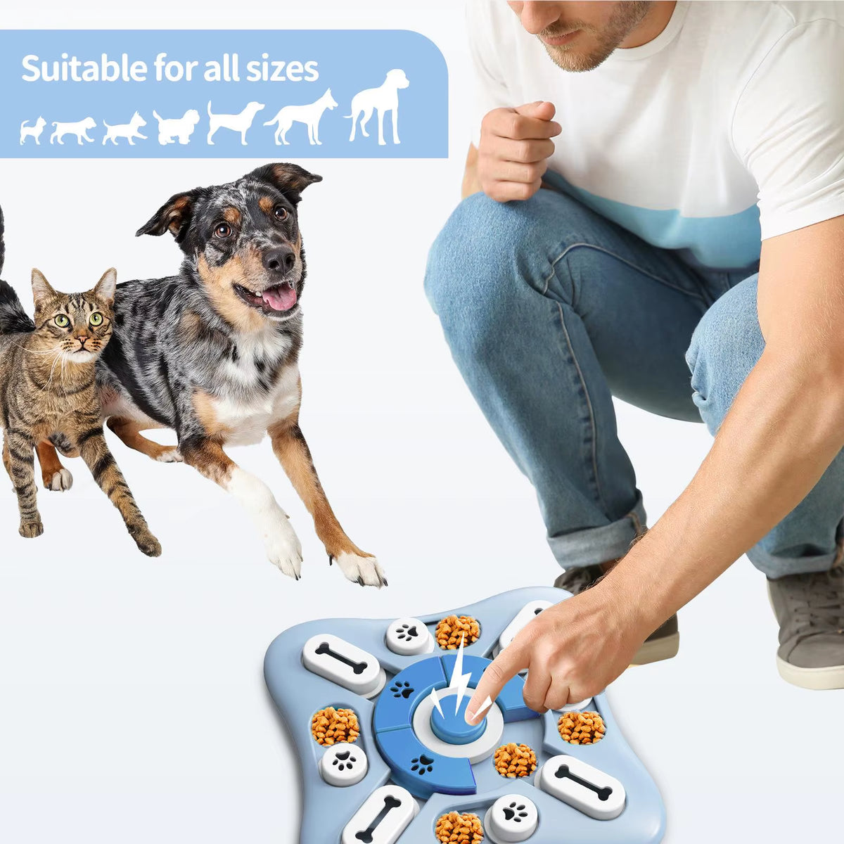 Interactive Slow Feeder Dog Toy - IQ-Boosting Food Dispenser and Nonslip Puzzle Bowl for Dogs and Cats