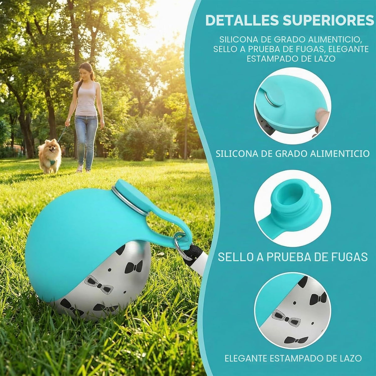 Bebedero Perro Portatil Bola,Botella De Agua Para Perros Plegable,2 In1 Botella Perros Agua Para Perros Con Cuenco Plegable Para Llevar Para Senderismo, Camping, Actividades Al Aire Libre (#02)