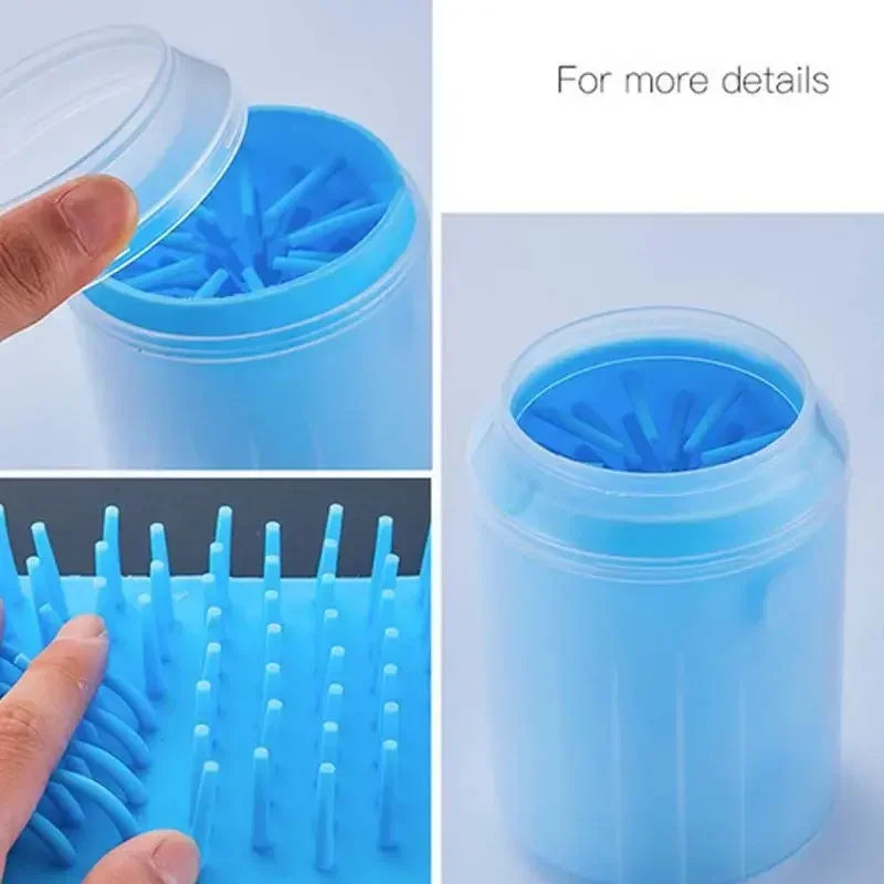 Portable Silicone Dog Paw Cleaner with Combs and Towel – Quick Foot Washing Bucket for Outdoor Use