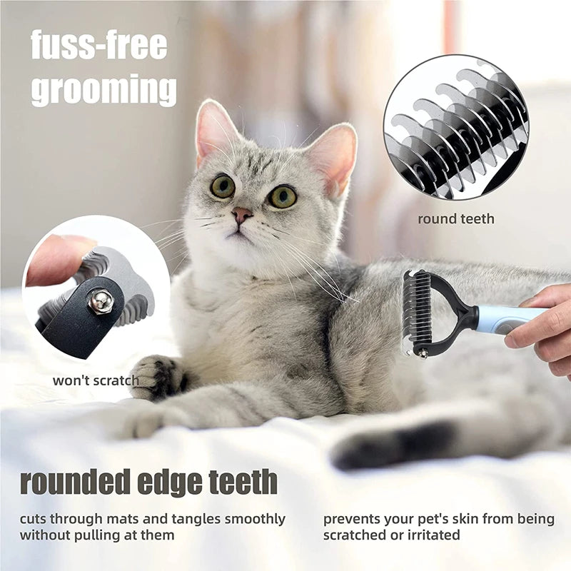 Professional Pet Grooming Comb for Effective Hair Removal and Detangling for Dogs and Cats with Long, Curly Fur