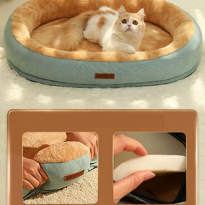 Winter Warm Small Dog and Cat Bed - Washable Calming Cushion for Pets