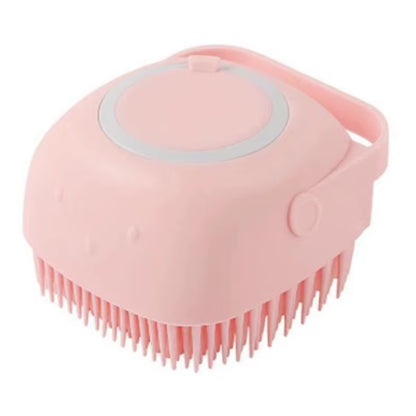 Professional Dog Bathing and Massage Brush with Shampoo Dispenser - Soft Silicone and Rubber Bristles for Grooming Cats and Dogs