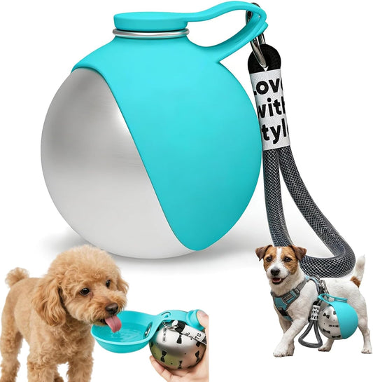 Bebedero Perro Portatil Bola,Botella De Agua Para Perros Plegable,2 In1 Botella Perros Agua Para Perros Con Cuenco Plegable Para Llevar Para Senderismo, Camping, Actividades Al Aire Libre (#02)