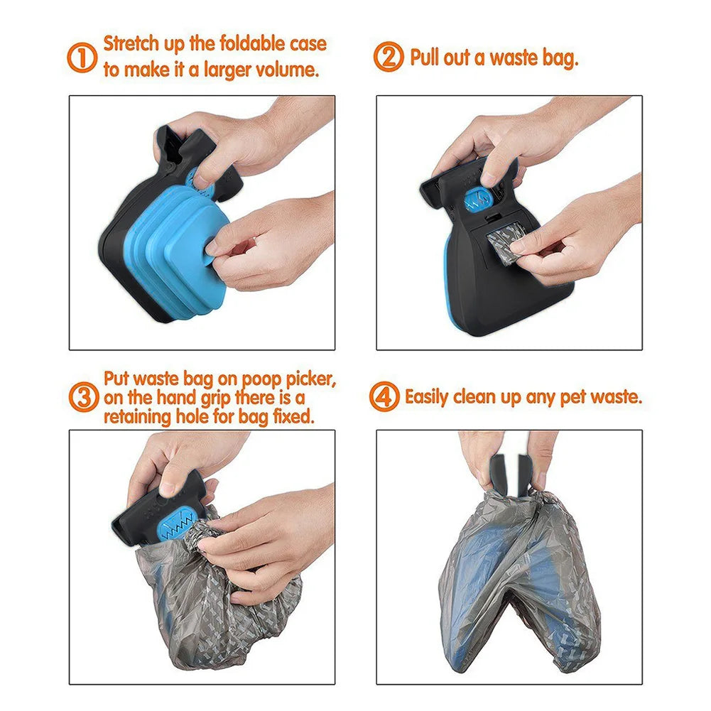 Foldable Dog Pooper Scooper with Biodegradable Bags for Easy Waste Cleanup