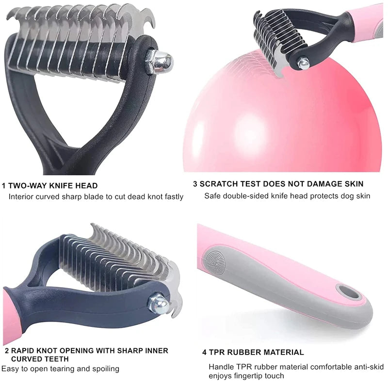 Professional Pet Grooming Comb for Effective Hair Removal and Detangling for Dogs and Cats with Long, Curly Fur