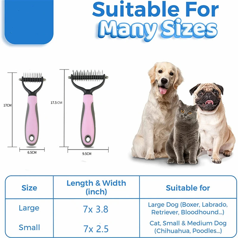 Professional Pet Grooming Comb for Effective Hair Removal and Detangling for Dogs and Cats with Long, Curly Fur