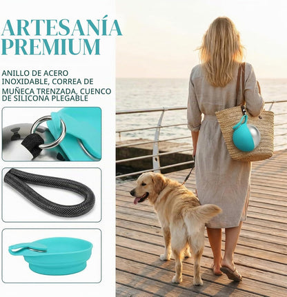 Bebedero Perro Portatil Bola,Botella De Agua Para Perros Plegable,2 In1 Botella Perros Agua Para Perros Con Cuenco Plegable Para Llevar Para Senderismo, Camping, Actividades Al Aire Libre (#02)