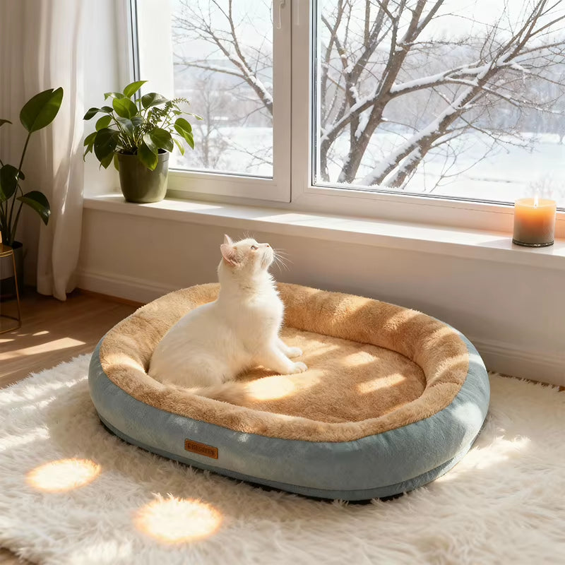 Winter Warm Small Dog and Cat Bed - Washable Calming Cushion for Pets